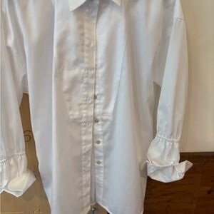 ME+EM White Tuxedo Button Down Shirt